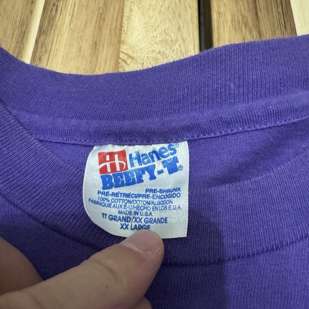 Vintage Nature Shirt Mens 2XL Hanes Purple Elephants Double Side Asia Africa 90s - Picture 3 of 7